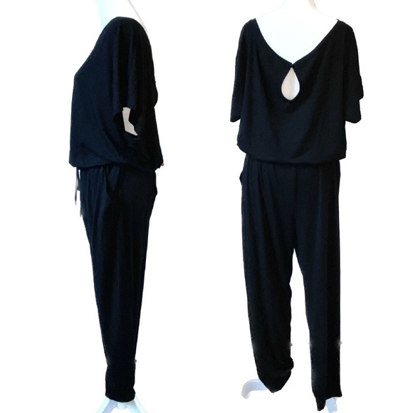 PRETTYGARDEN Black Jumpsuit Romper with Side Pockets Size 2X - Picture 2 of 6